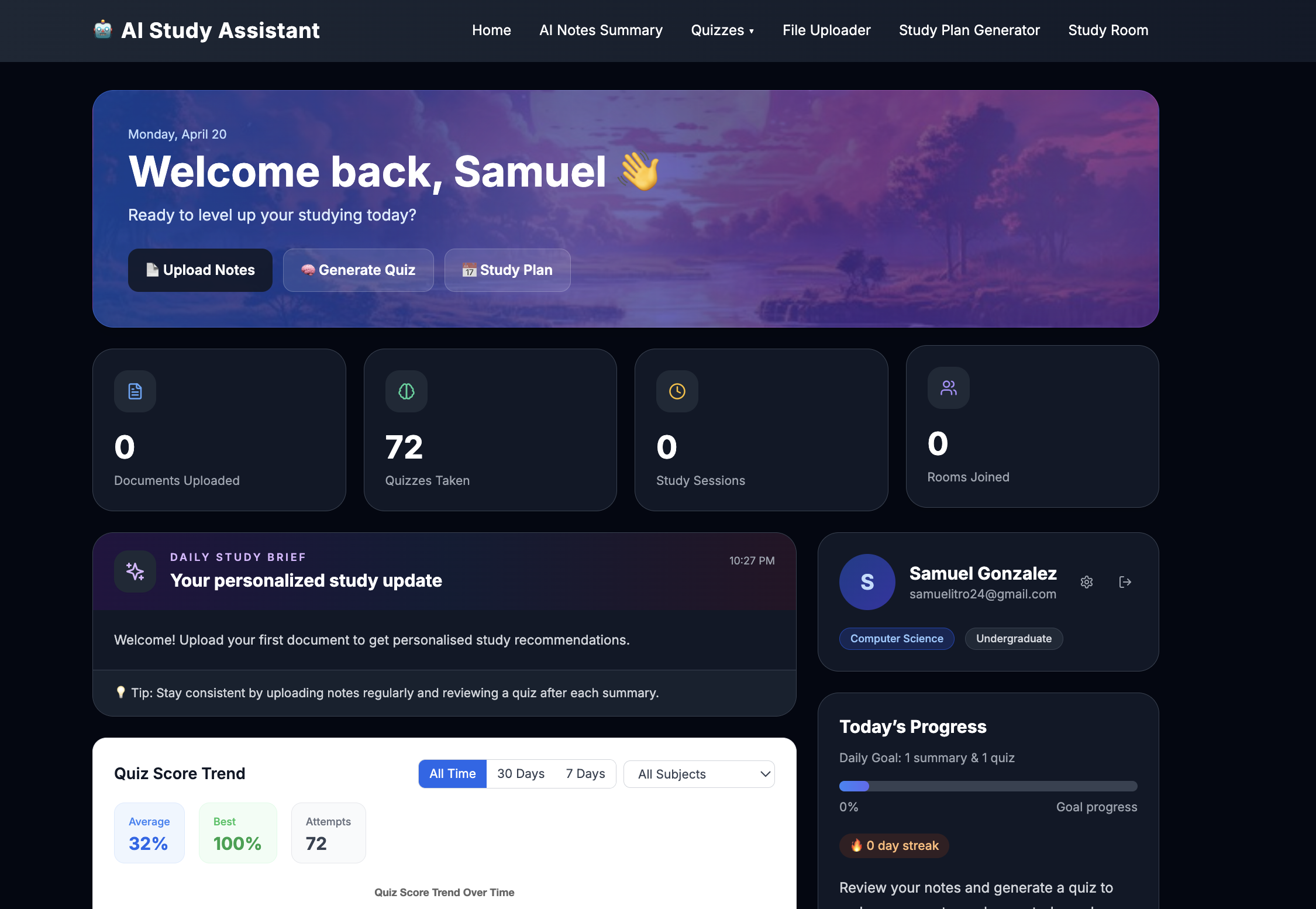 AI Study Tool Screenshot
